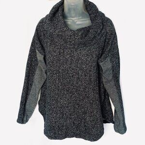 TOMMY HILFIGER TURTLENECK LOOSE GREY BLACK TOP SWEATER SIZE MEDIUM